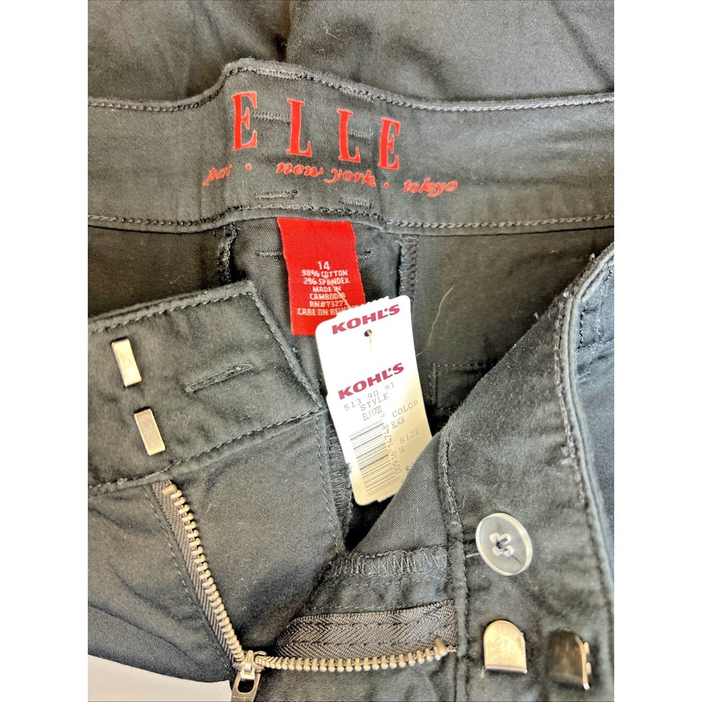 Elle Women's Shorts 14 NWT Black Cotton Spandex Stretch Casual Kohl's Summer Fit - Picture 3 of 6